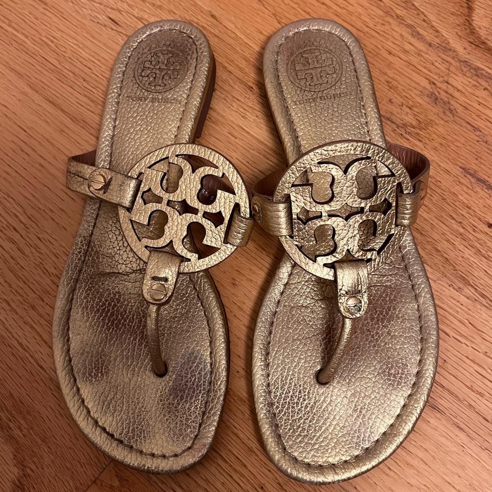 Tory Burch Miller Leather Logo Sandals